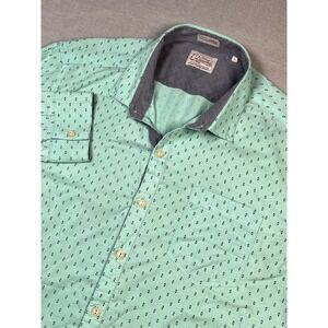 SEVEN DIAMONDS Mens Mint Green‎ Diamond Print Button Up Shirt Size Large